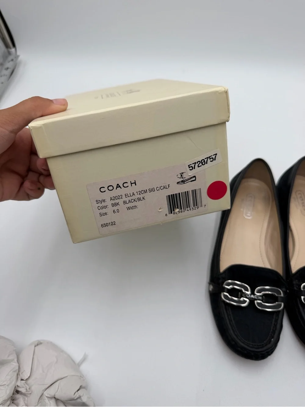 Coach Ella Signature Jacquard Horsebit Loafers Black Womens 6 B Leather Box